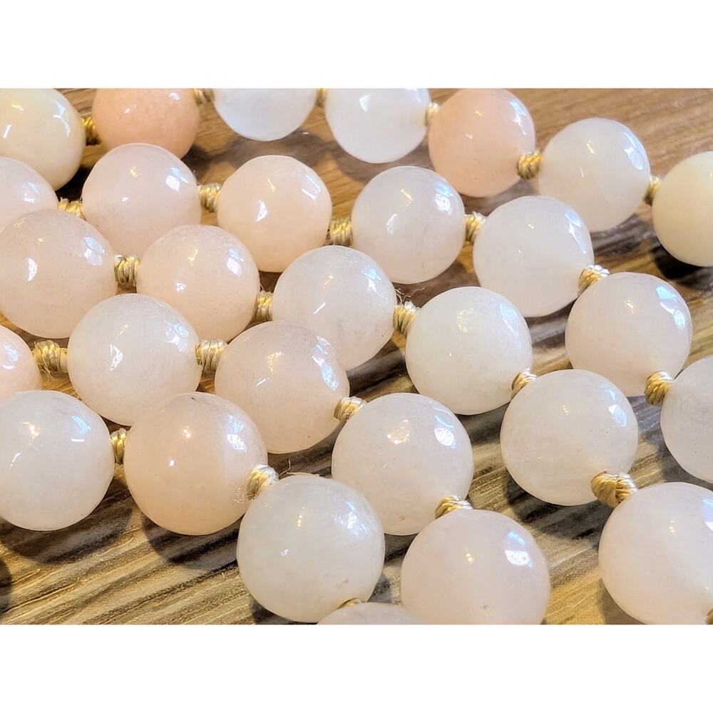 Hand Knotted 8mm Quartz/Rose Quartz Beaded Necklace 34 Inches Length - Picture 2 of 3